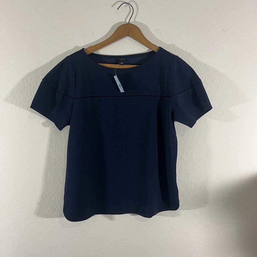NWT Ann Taylor Womens Dark Blue Top Blouse Size Small Style 533847